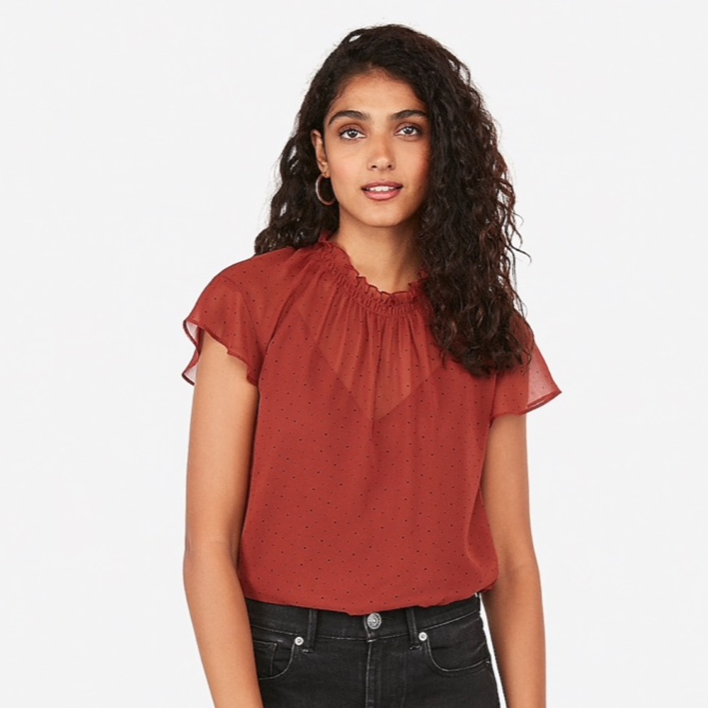 Express Ruffle Neck Top